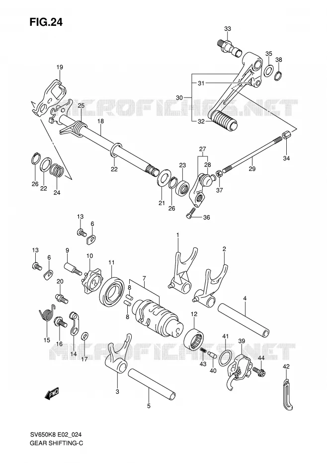 ENSEMBLE DE SELECTION DE VITESSES Suzuki MOTO 650 SV 2010  SV650SAL0(E2)