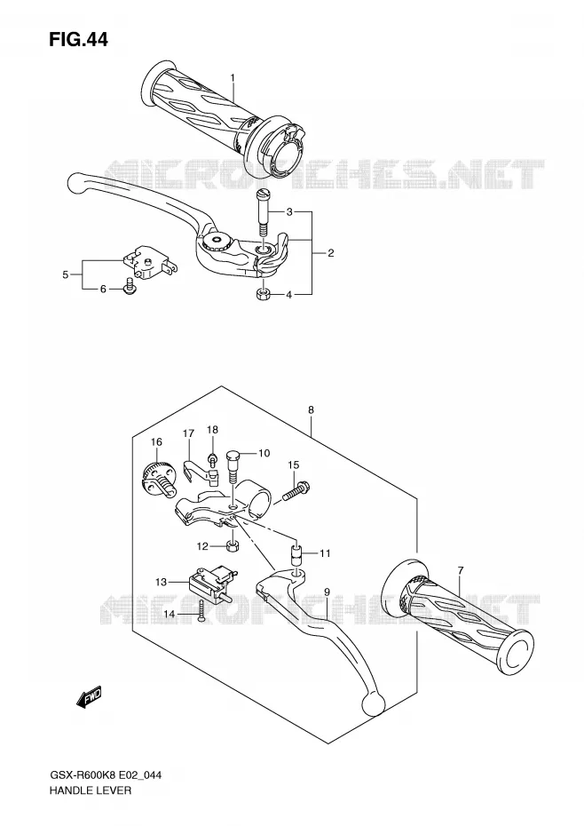 ENSEMBLE LEVIERS - POIGNEES Suzuki MOTO 600 GSX-R 2010  GSX-R600UFL0(E2)