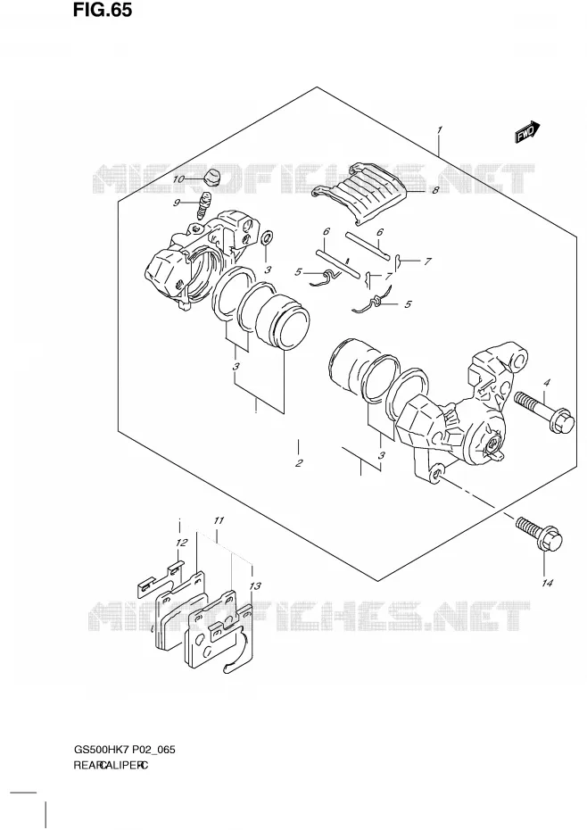ETRIER DE FREIN ARRIERE Suzuki MOTO 500 GS-F 2007  GS500FMK7(P02)