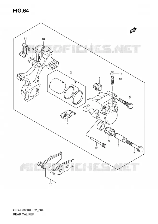 ETRIER DE FREIN ARRIERE Suzuki MOTO 600 GSX-R 2009  GSX-R600UEK9(E2)