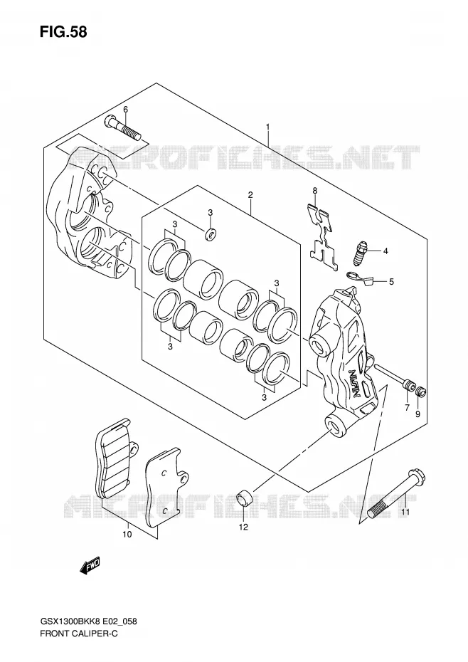 ETRIER DE FREIN AVANT Suzuki MOTO 1300 B-KING 2009  GSX1300BKAU2K8(E2)