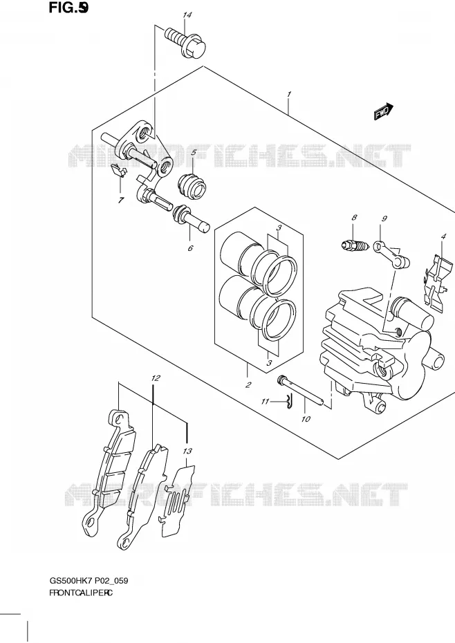 ETRIER DE FREIN AVANT Suzuki MOTO 500 GS-E 2007  GS500HK7(P02)
