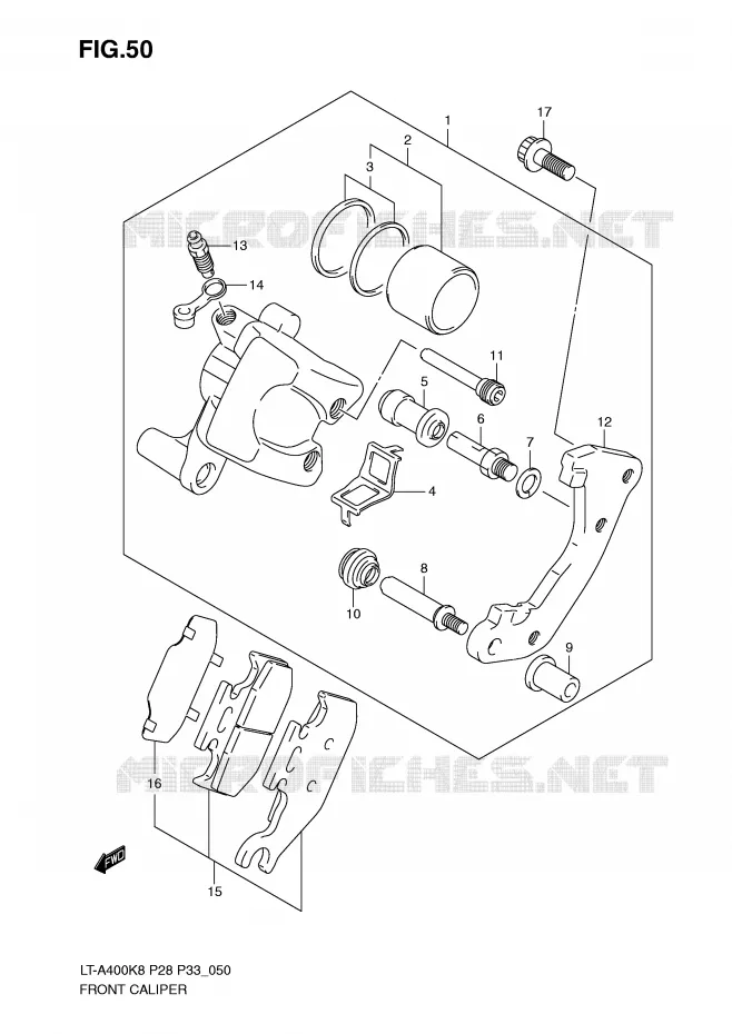 ETRIER DE FREIN AVANT Suzuki QUAD 400 EIGER 2008  LT-A400K8(P28/P33)