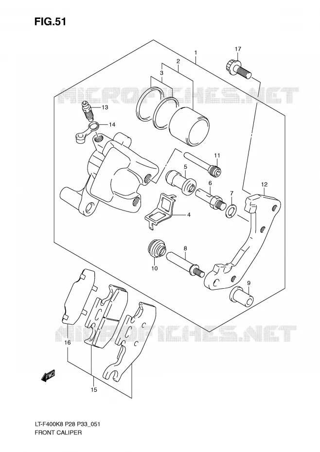 ETRIER DE FREIN AVANT Suzuki QUAD 400 KINGQUAD 2009  LT-F400K9(P28/P33)