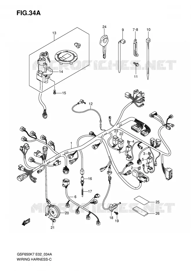 FAISCEAU ELECTRIQUE (GSF650AK7/AK8/UAK7/UAK8) Suzuki MOTO 650 BANDIT 2007  GSF650SAK7(E19)