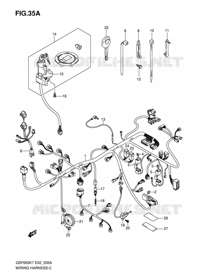 FAISCEAU ELECTRIQUE (GSF650SAK7/SAK8/SUAK7/SUAK8) Suzuki MOTO 650 BANDIT 2008  GSF650SAK8(E2)
