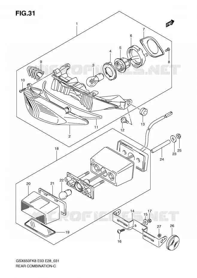 FEU ARRIERE Suzuki MOTO 650 GSX-F 2009  GSX650FK9(E3/E28)
