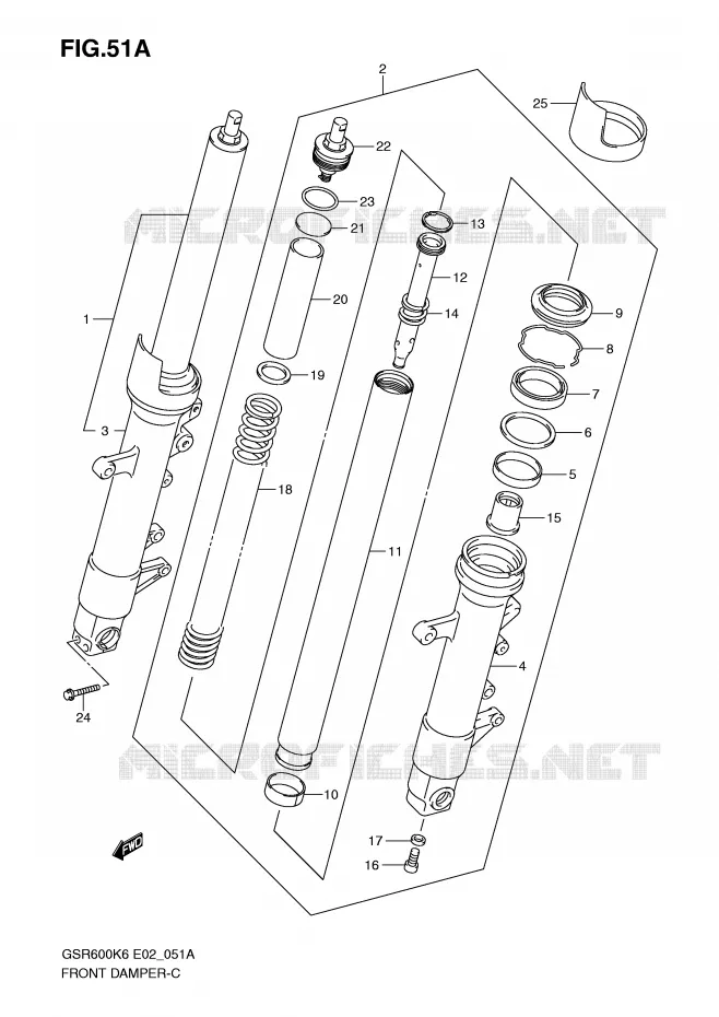FOURCHE (MODEL K8/K9/L0) Suzuki MOTO 600 GSR 2010  GSR600UL0(E2)