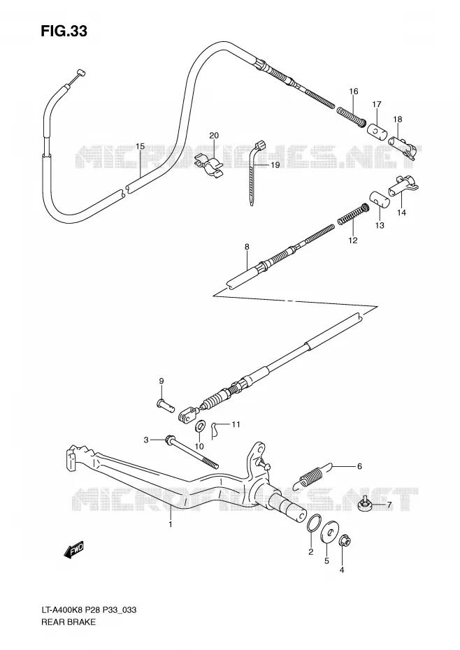 FREIN ARRIERE Suzuki QUAD 400 EIGER 2008  LT-A400K8(P28/P33)