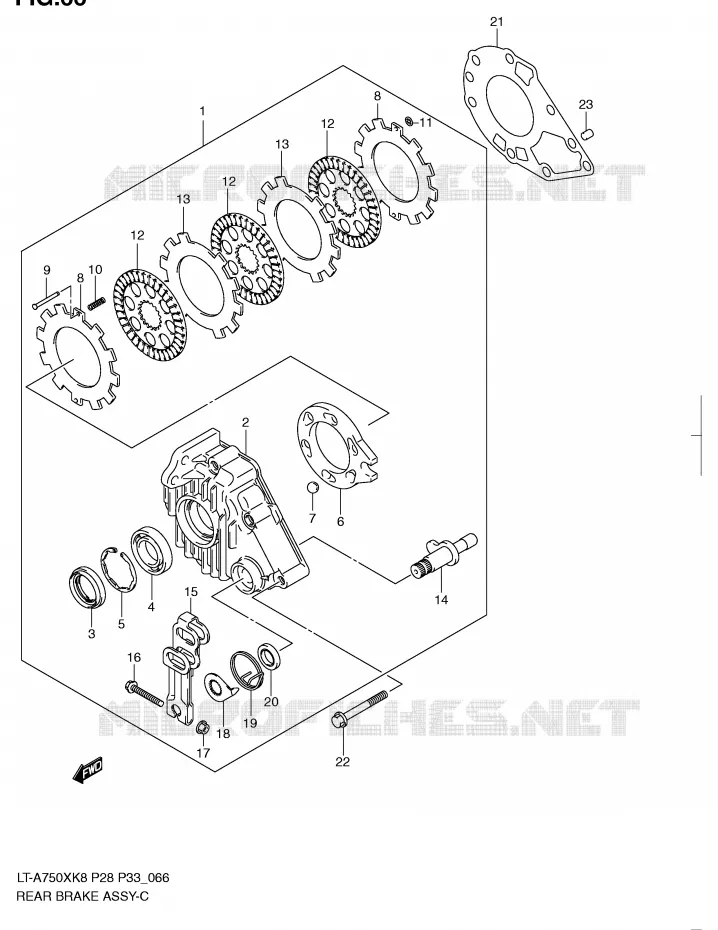 FREIN ARRIERE Suzuki QUAD 750 KINGQUAD 2009  LT-A750XZK9(P28/P33)