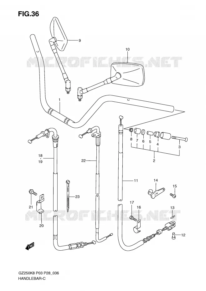 GUIDON Suzuki MOTO 250 MARAUDER 2008  GZ250K8(P3)