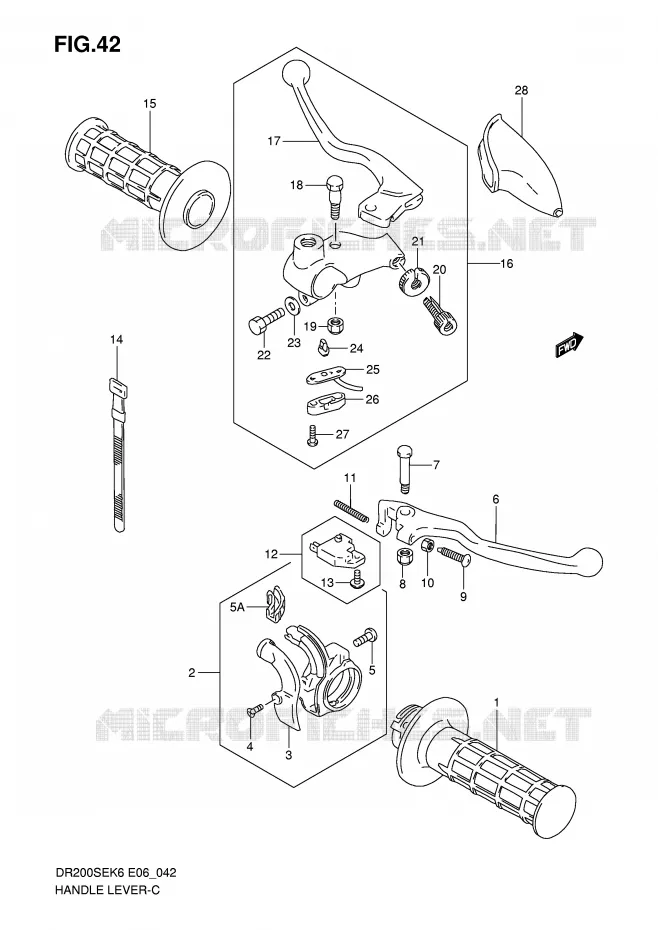 LEVIERS - POIGNEES (MODEL K6/K7/K8/K9 E24) Suzuki MOTO 200 DR 2006  DR200SEK6(E6)