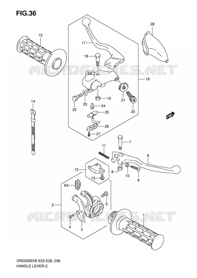LEVIERS - POIGNEES (MODEL K6/K7/K8/K9) Suzuki MOTO 200 DR 2008  DR200SEK8(E3/E28)