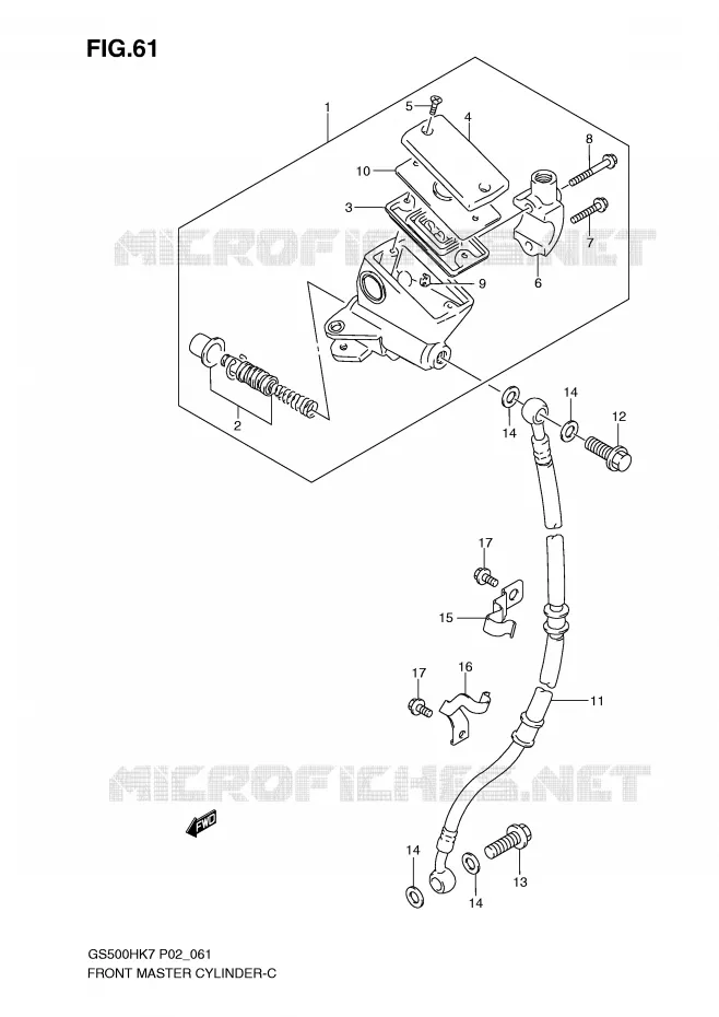 MAITRE CYLINDRE AVANT (GS500FHK7/FM/K7/FHK8) Suzuki MOTO 500 GS-E 2007  GS500HUK7(P02)