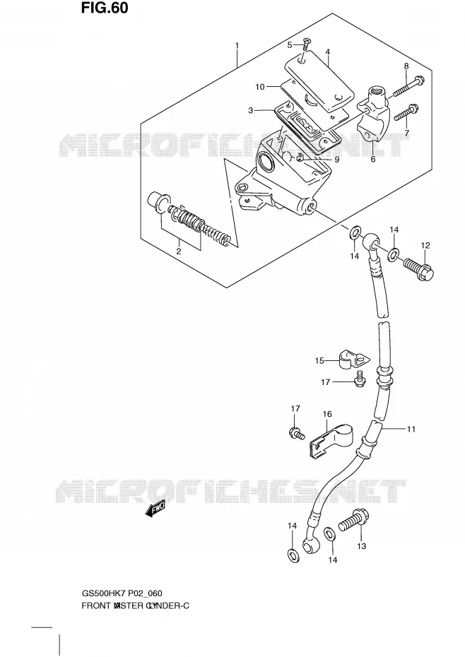 MAITRE CYLINDRE AVANT (GS500HK7/HUK7/HK8) Suzuki MOTO 500 GS-F 2007  GS500FMK7(P02)