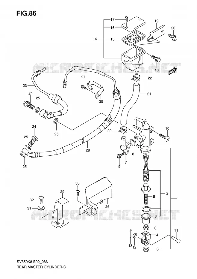 MAITRE CYLINDRE DE FREIN ARRIERE (SEE NOTE) Suzuki MOTO 650 SV 2009  SV650AK9(E2)