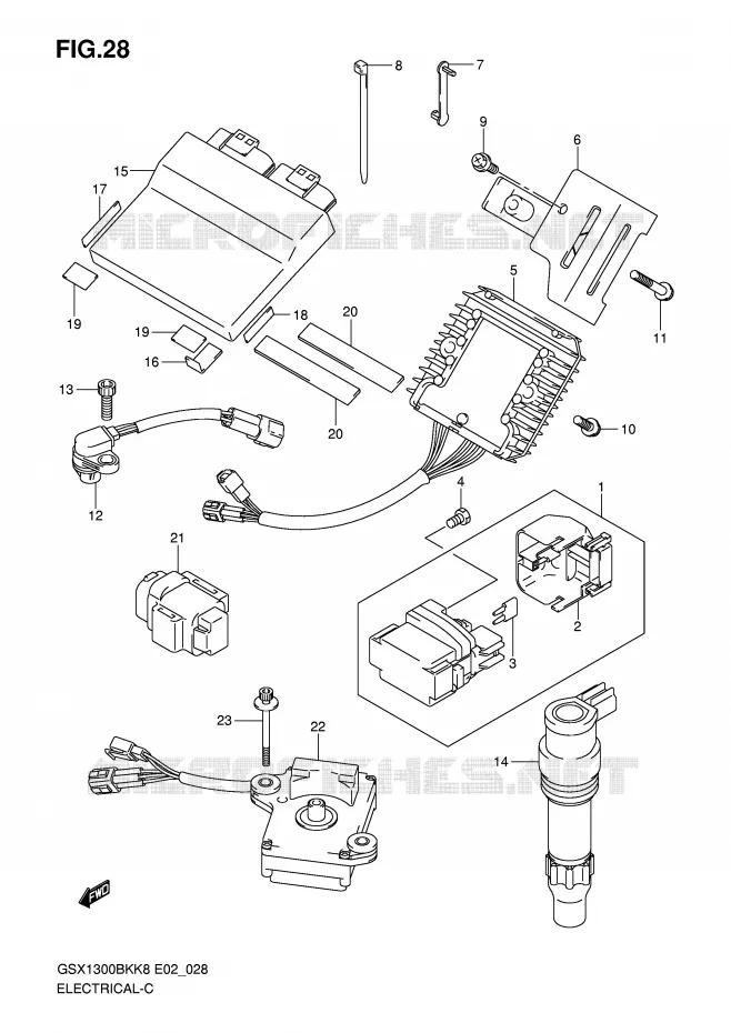 PARTIE ELECTRIQUE (E2/E19/E24) Suzuki MOTO 1300 B-KING 2009  GSX1300BKAUFK9(E2)