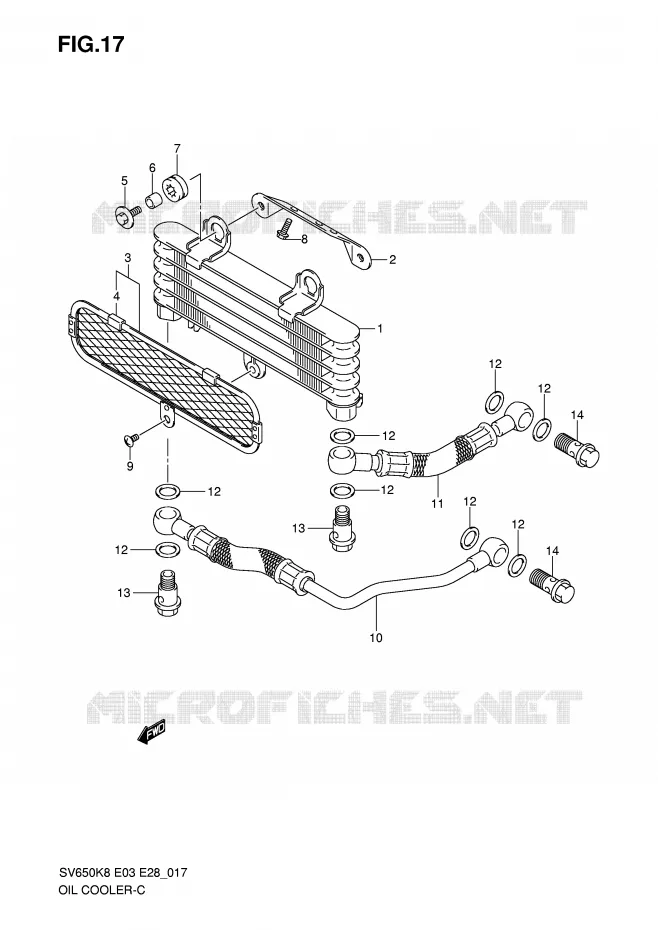 RADIATEUR D'HUILE Suzuki MOTO 650 SV 2009  SV650AK9(E3/E28)