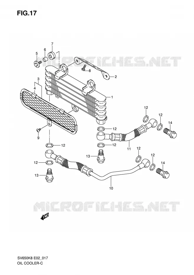 RADIATEUR D'HUILE Suzuki MOTO 650 SV 2009  SV650K9(E2)
