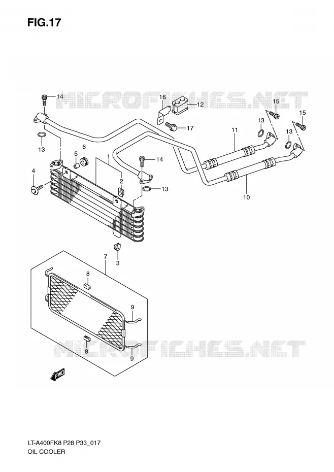 RADIATEUR D'HUILE Suzuki QUAD 400 KINGQUAD 2010  LT-A400FUL0(P28/P33)