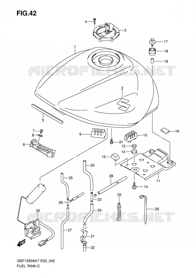 RESERVOIR D'ESSENCE (MODEL K7/K8) Suzuki MOTO 1250 BANDIT-S 2010  GSF1250SL0(E2)