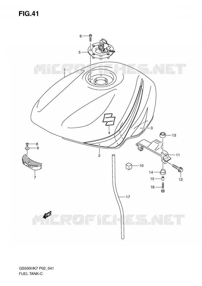 RESERVOIR D'ESSENCE (MODEL K7) Suzuki MOTO 500 GS-F 2008  GS500FHK8(P02)