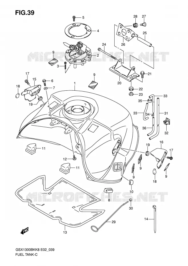 RESERVOIR D'ESSENCE (MODEL K8/K9) Suzuki MOTO 1300 B-KING 2008  GSX1300BKK8(E2)