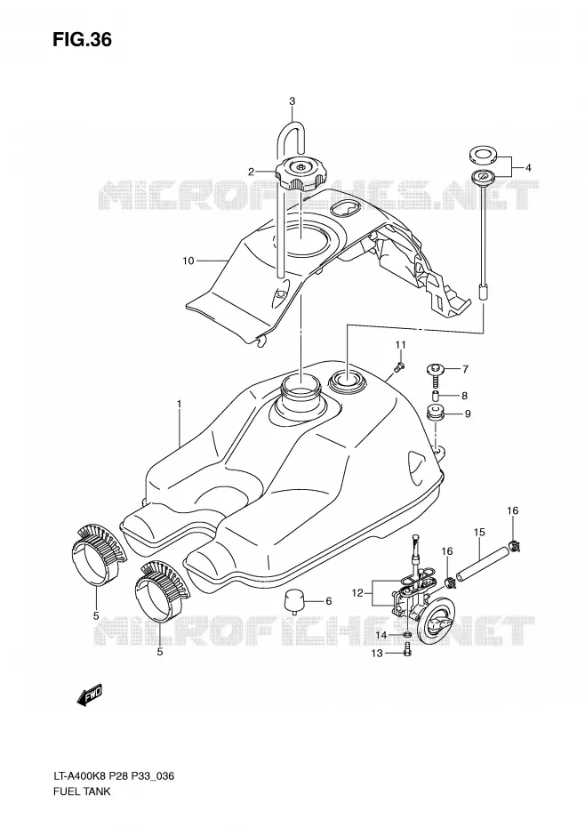 RESERVOIR D'ESSENCE (MODEL K8/K9) Suzuki QUAD 400 KINGQUAD 2010  LT-A400L0(P28/P33)