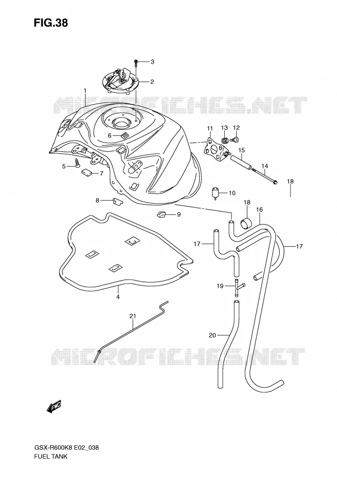 RESERVOIR D'ESSENCE (MODEL K8) Suzuki MOTO 600 GSX-R 2009  GSX-R600UEK9(E2)
