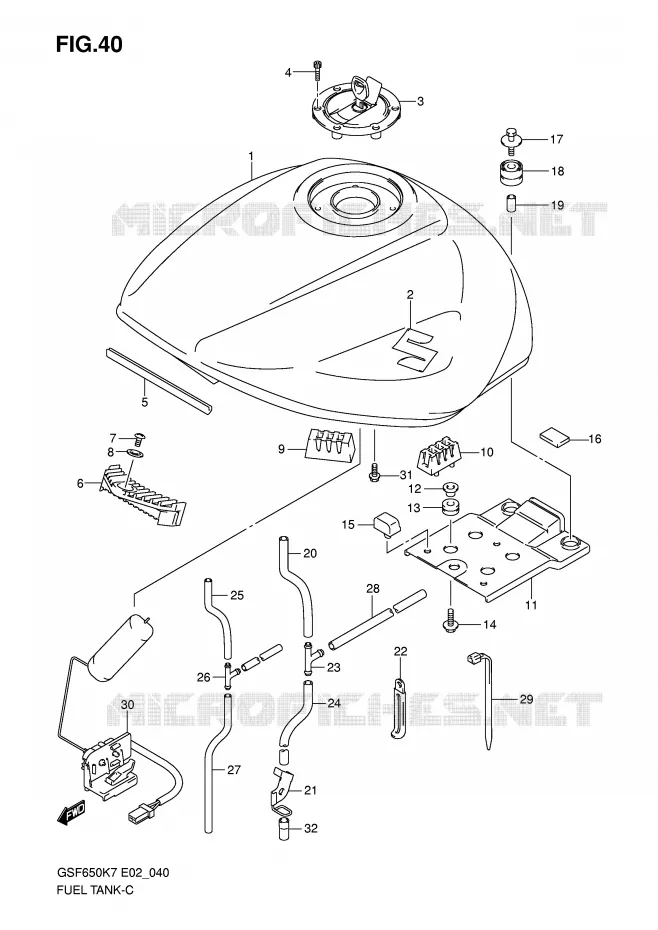 RESERVOIR D'ESSENCE Suzuki MOTO 650 BANDIT 2007  GSF650SAK7(E19)