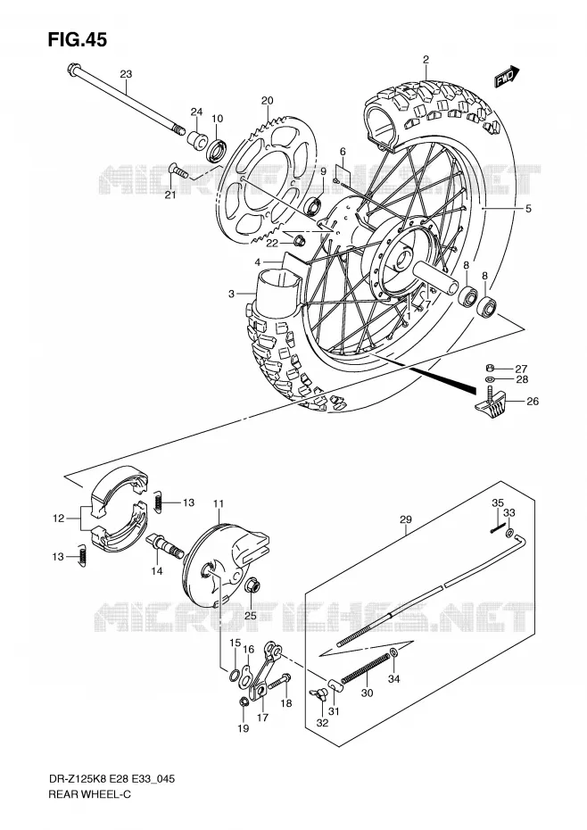 ROUE ARRIERE (DR-Z125L) Suzuki MOTO 125 DR-Z 2009  DR-Z125K9(E28/E33)