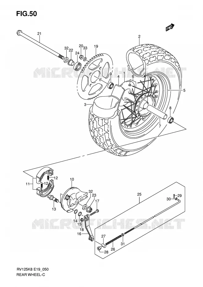 ROUE ARRIERE Suzuki MOTO 125 VAN-VAN 2010  RV125L0(E19)