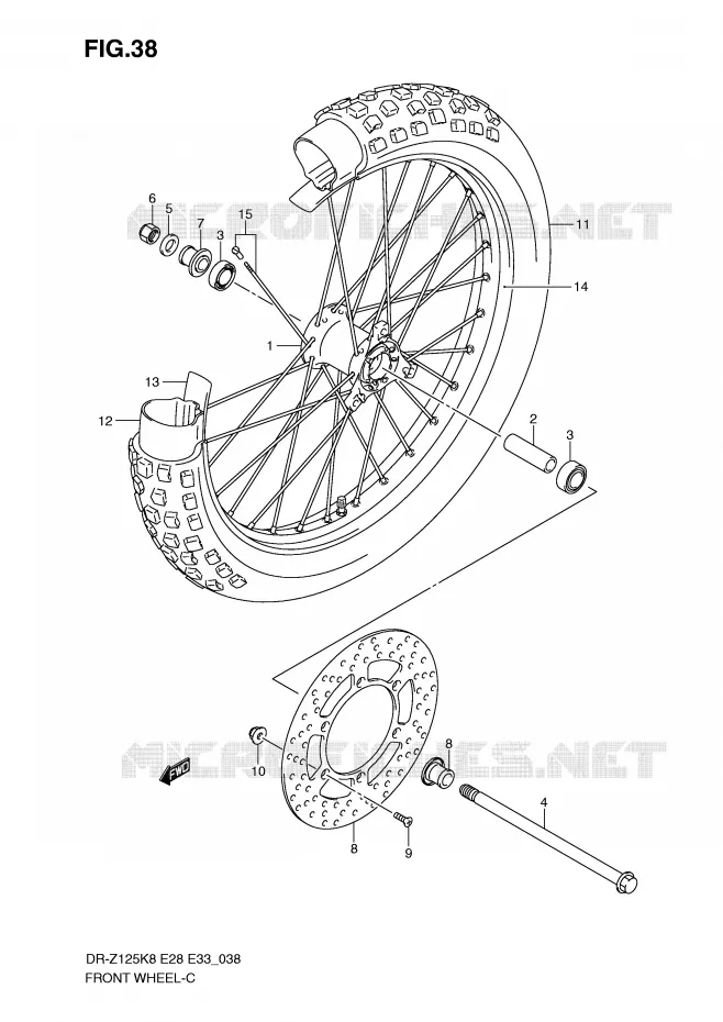 ROUE AVANT (DR-Z125L) Suzuki MOTO 125 DR-Z 2009  DR-Z125K9(E28/E33)