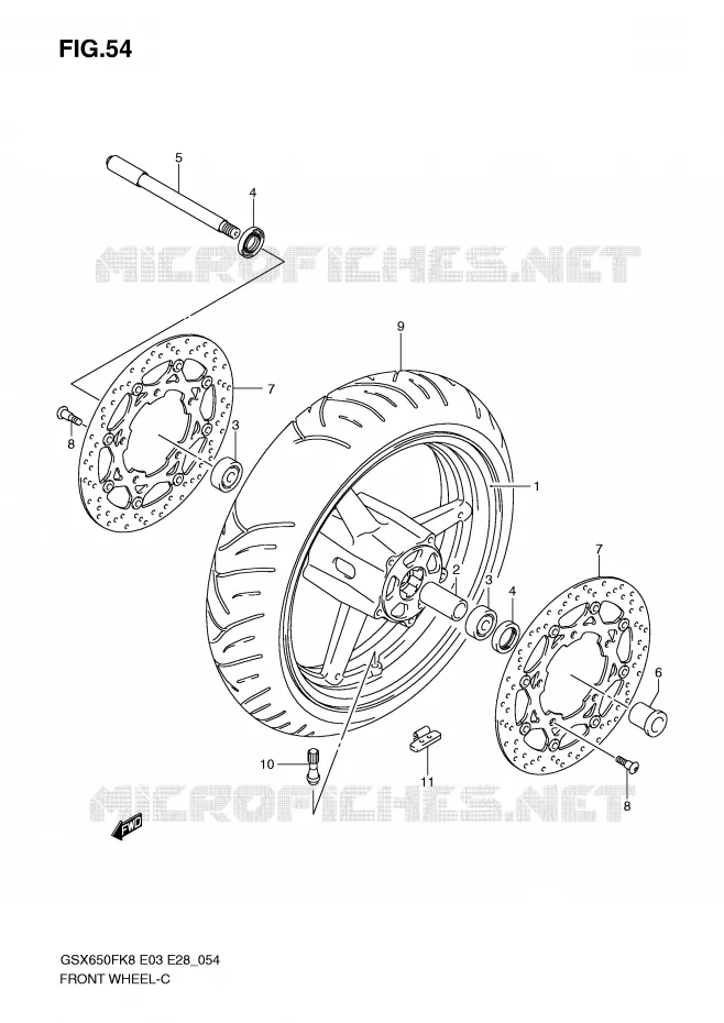 ROUE AVANT (GSX650FK8/K9/L0) Suzuki MOTO 650 GSX-F 2009  GSX650FAK9(E3/E28)