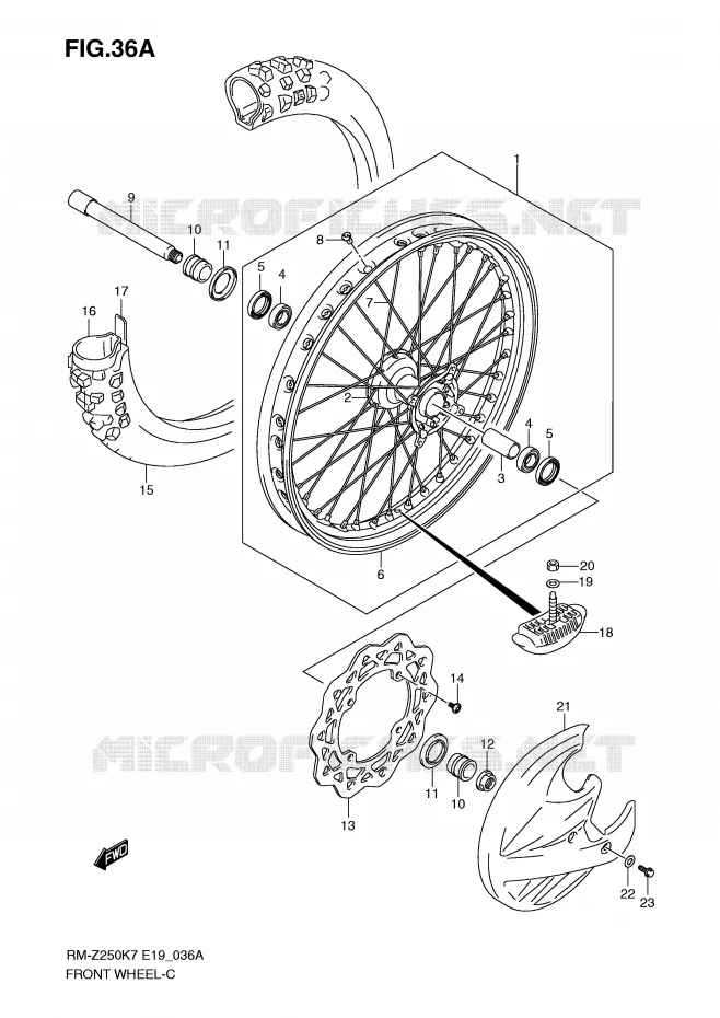 ROUE AVANT (MODEL K8/K9) Suzuki MOTO 250 RM-Z 2007  RM-Z250K7(E19)