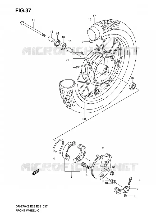 ROUE AVANT Suzuki MOTO 70 DR-Z 2008  DR-Z70K8(E28/E33)