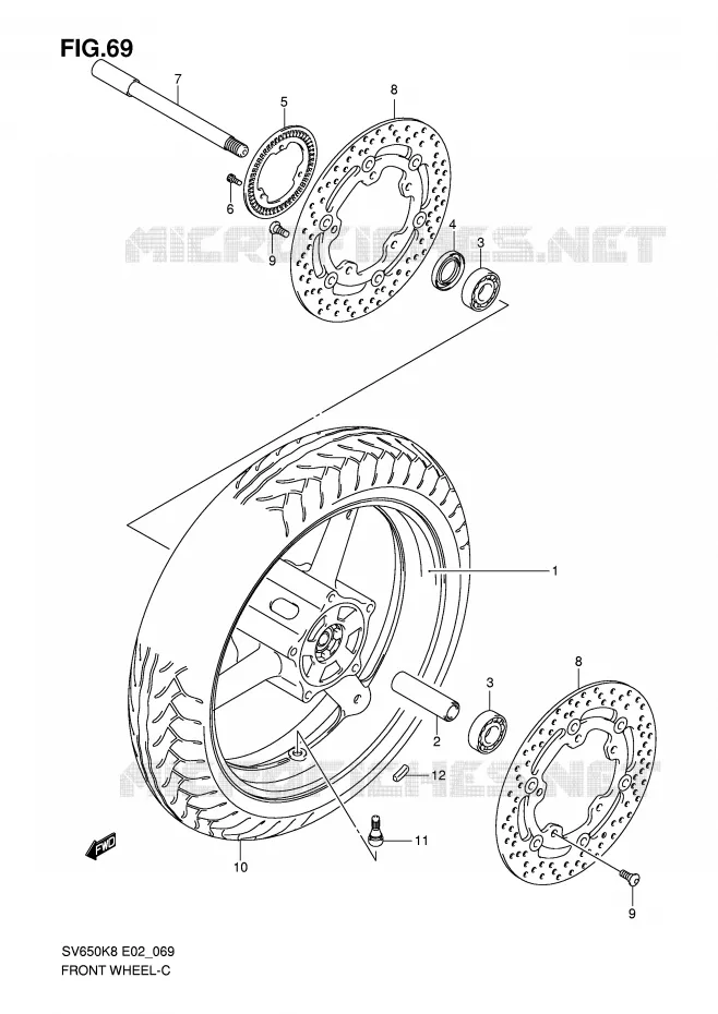 ROUE AVANT (VOIR NOTE) Suzuki MOTO 650 SV 2010  SV650SAL0(E2)