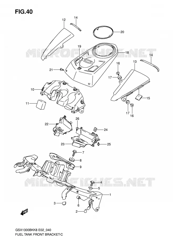 SUPPORT ET COUVRE RESERVOIR (MODEL K8/K9) Suzuki MOTO 1300 B-KING 2012  GSX1300BKU2K8(E2)