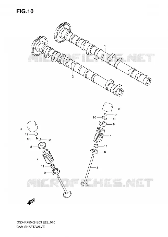 ARBRE A CAMES - SOUPAPES Suzuki MOTO 750 GSX-R 2010  GSX-R750L0(E3/E28)