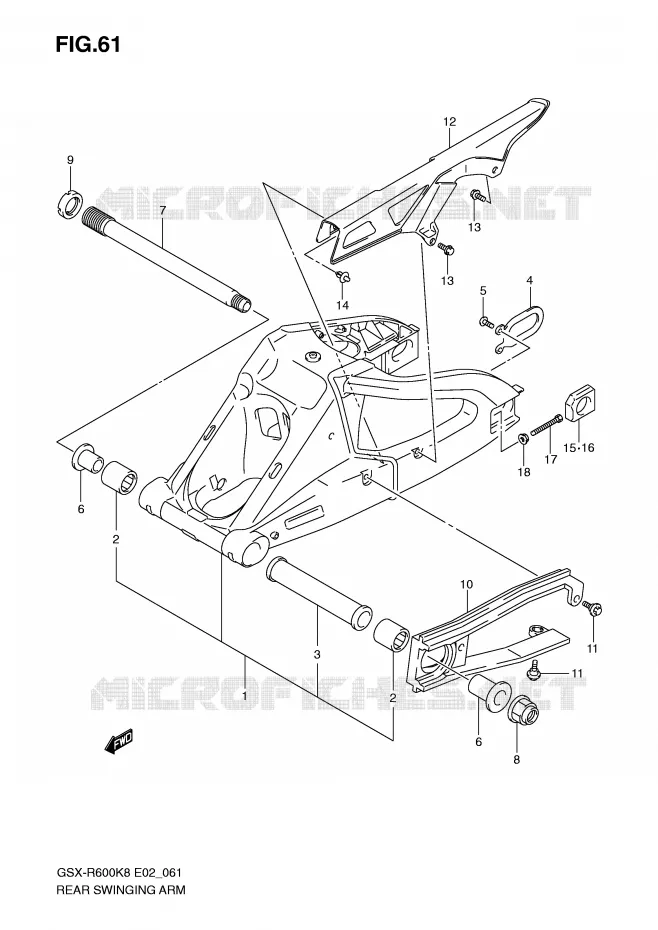 BRAS OSCILLANT ARRIERE Suzuki MOTO 600 GSX-R 2009  GSX-R600UFK9(E2)