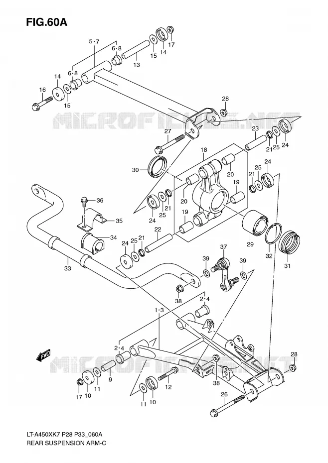 BRAS OSCILLANT (MODEL K8/K9/L0) Suzuki QUAD 450 KINGQUAD 2008  LT-A450XK8(P28/P33)