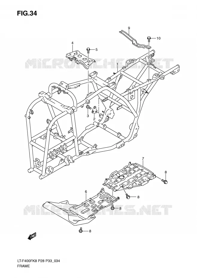CADRE Suzuki QUAD 400 KINGQUAD 2010  LT-F400FL0(P28/P33)