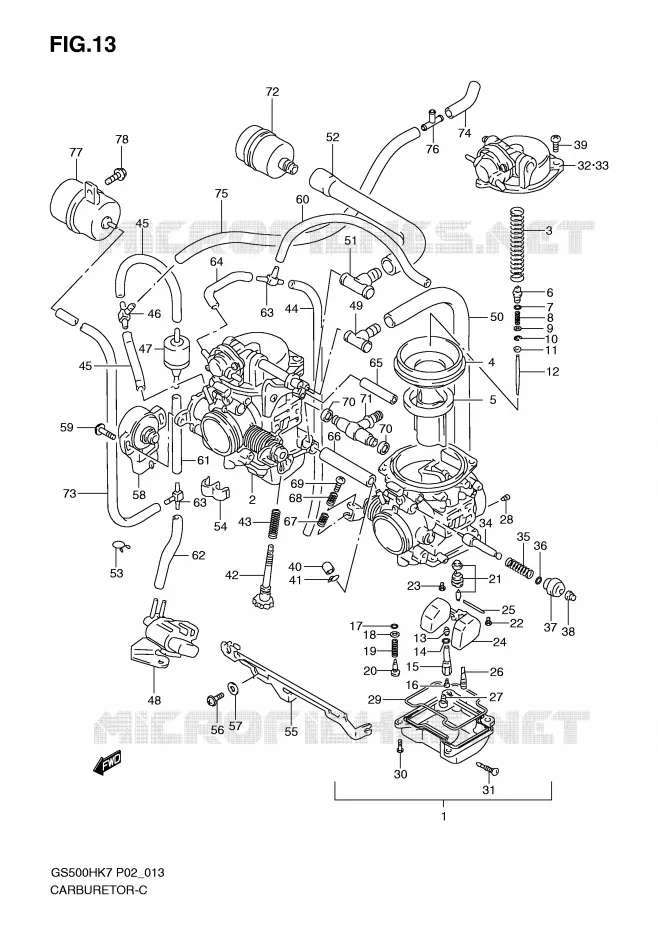 CARBURATEUR Suzuki MOTO 500 GS-F 2007  GS500FMK7(P02)