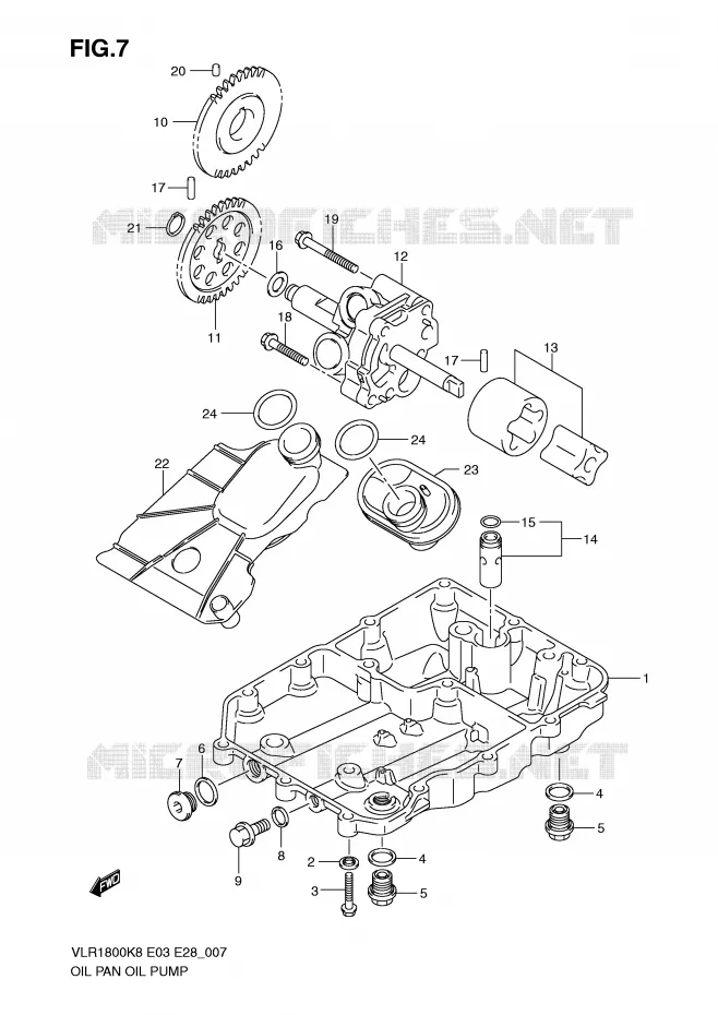CARTER INFERIEUR - POMPE A HUILE Suzuki MOTO 1800 INTRUDER 2008  VLR1800TK8(E3/E28)