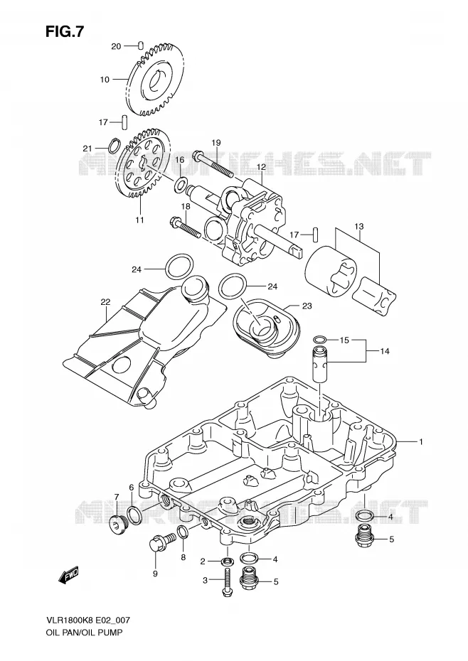 CARTER INFERIEUR - POMPE A HUILE Suzuki MOTO 1800 INTRUDER 2010  VLR1800TL0(E2)