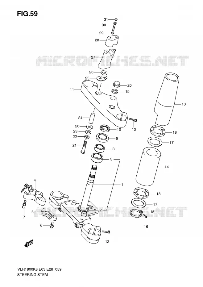 COLONNE DE DIRECTION Suzuki MOTO 1800 BOULEVARD 2009  VLR1800TK9(E3/E28)