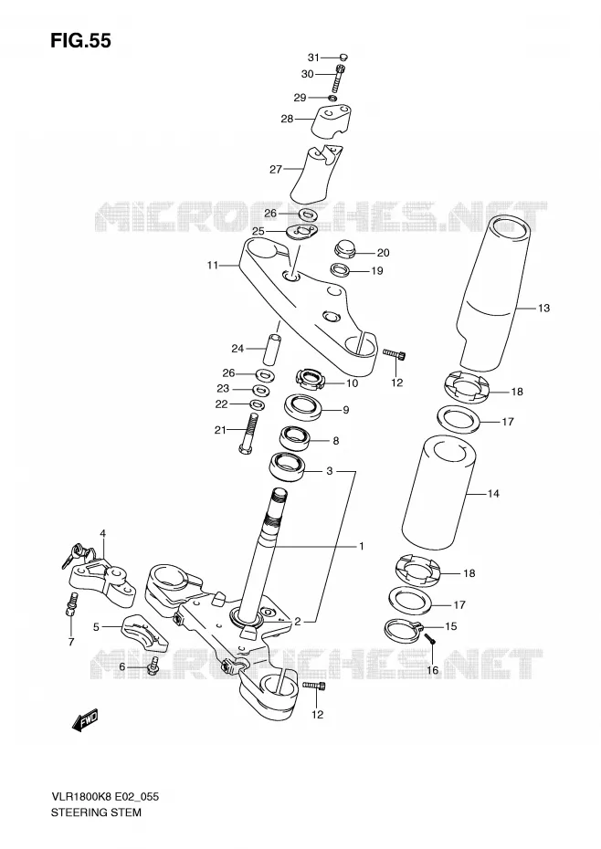 COLONNE DE DIRECTION Suzuki MOTO 1800 INTRUDER 2010  VLR1800TL0(E2)