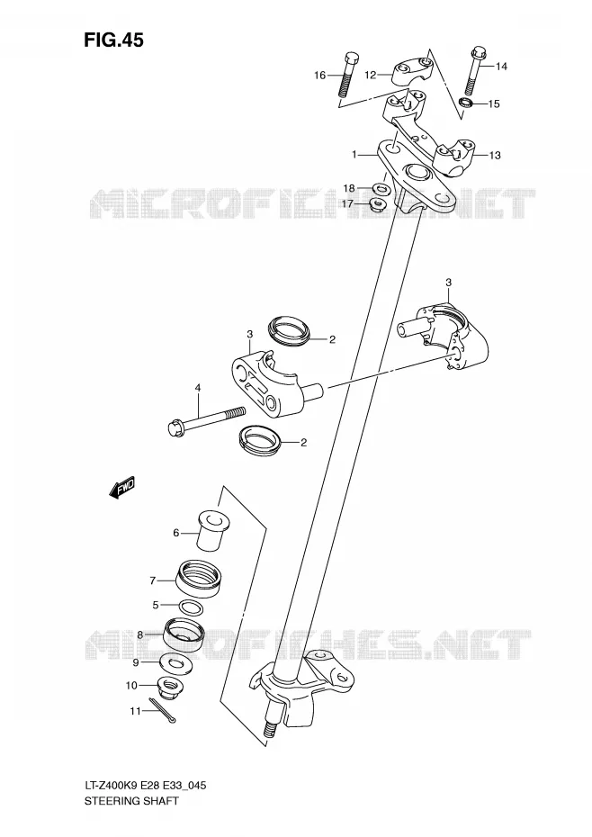 COLONNE DE DIRECTION Suzuki QUAD 400 QUADSPORT 2009  LT-Z400ZK9(E28/E33)