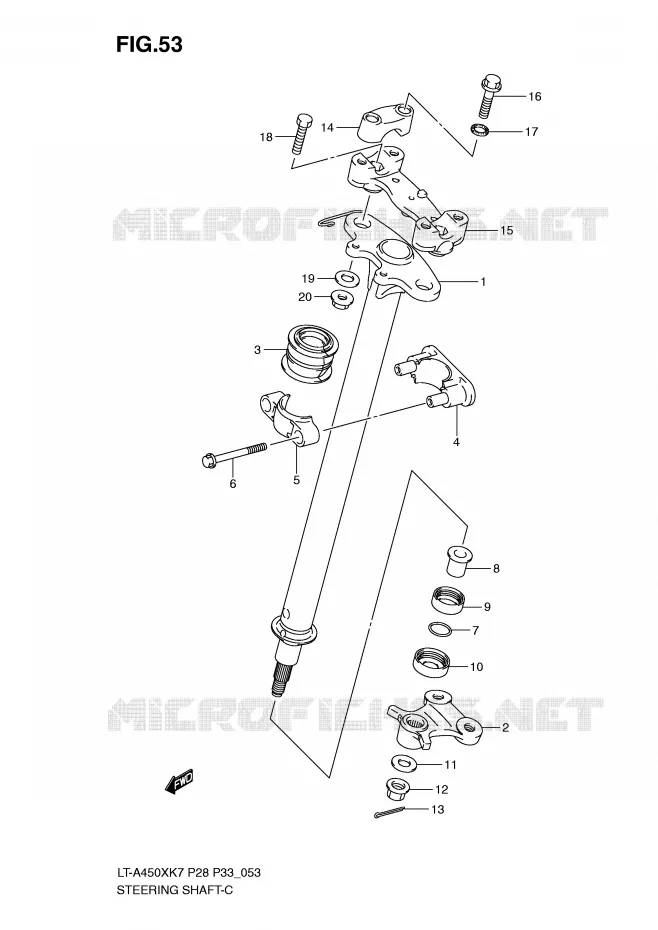 COLONNE DE DIRECTION Suzuki QUAD 450 KINGQUAD 2008  LT-A450XK8(P28/P33)