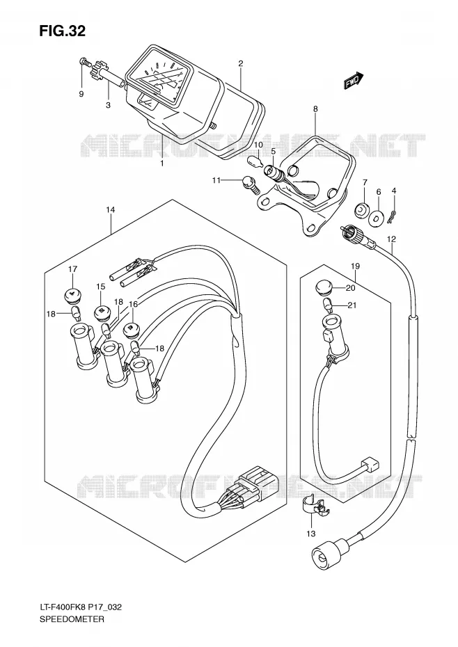 COMPTEUR (LT-F400FK8/FK9) Suzuki QUAD 400 KINGQUAD 2008  LT-F400FK8(P17)
